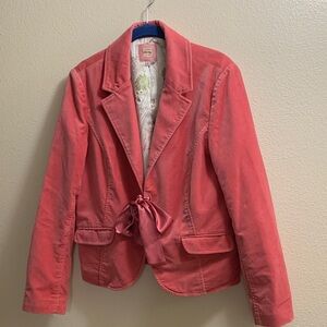 Vintage Old Navy Y2K Pink Velvet Blazer Floral Brocade Lined Size Large Pockets